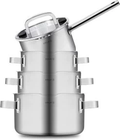 Sola Pannenset Juvia - 4 Delig - Ø 16,16,18,20 Cm - Zilver - RVS - Sandwichbodem -Beste Thuiskeuken 1028x1200