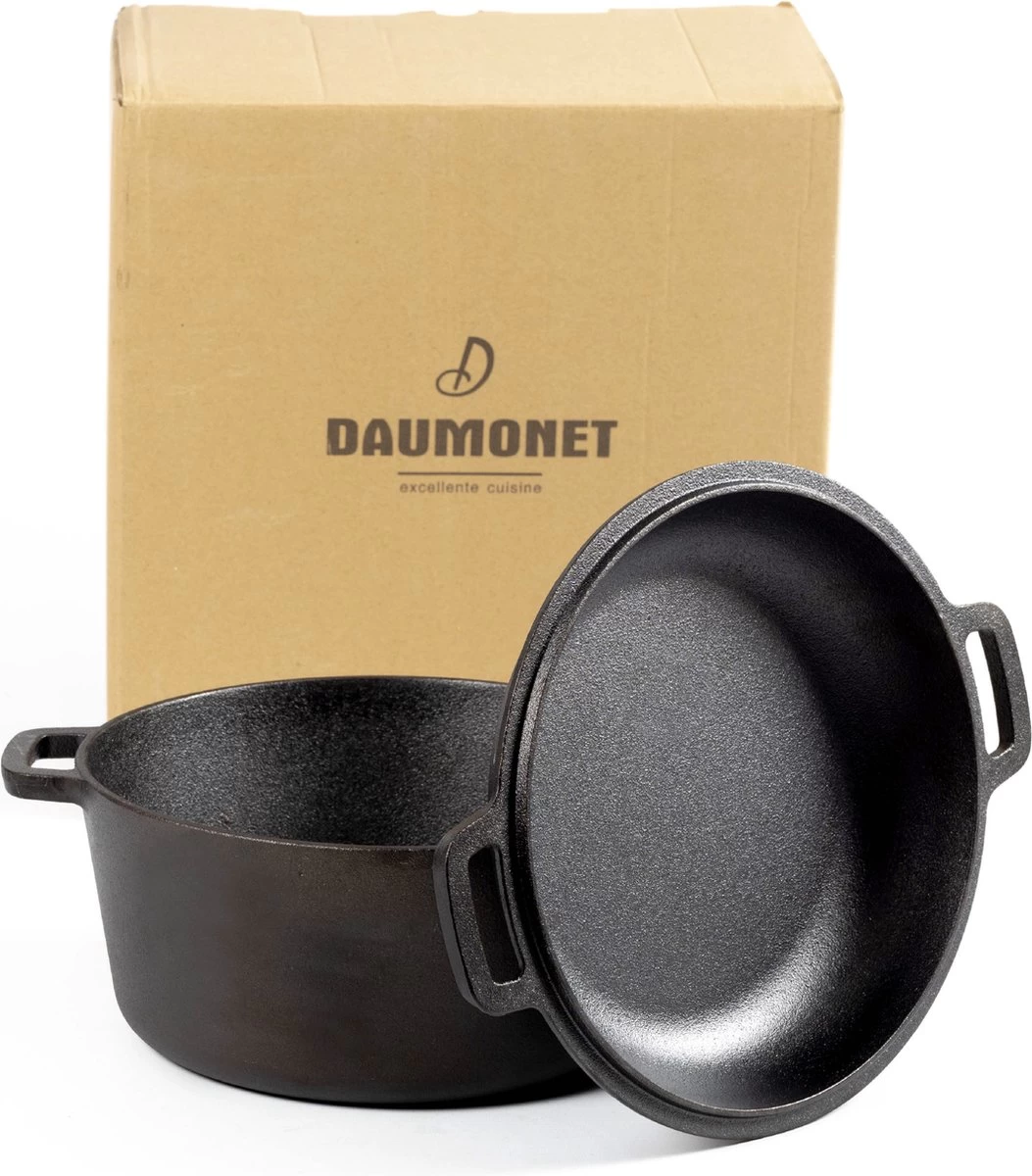 Daumonet Ducasse Gietijzeren Double Use Braadpan - Combi Sudderpan Zwart - 2-in-1 Bak- En Braadpan - PFAS & PFOA Vrij - Rond - Ø 26 Cm - 4,4 Liter - Emaille - Alle Warmtebronnen - Elektrisch - Gas - Halogeen - Inductie - Keramisch 10 Daumonet Ducasse Gietijzeren Double Use Braadpan - Combi Sudderpan Zwart - 2-in-1 Bak- En Braadpan - PFAS & PFOA Vrij - Rond - Ø 26 Cm - 4,4 Liter - Emaille - Alle Warmtebronnen - Elektrisch - Gas - Halogeen - Inductie - Keramisch - Afbeelding 8
