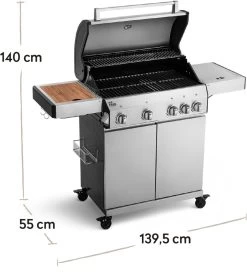 Burnhard Gas BBQ Big FRED Deluxe - 4 Branders - Incl. Keramische Infraroodbrander & Afdekhoes - Deluxe -Beste Thuiskeuken 1063x1200 4