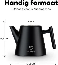 Vatten® - Premium RVS Theepot - Incl. RVS Theefilter - 1L - Zwart - Dubbelwandig -Beste Thuiskeuken 1077x1200 2