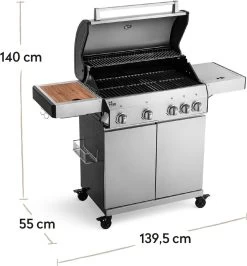 Burnhard Gas BBQ Big FRED Deluxe - 4 Branders - Incl. Keramische Infraroodbrander & Afdekhoes - Deluxe -Beste Thuiskeuken 1113x1200 5