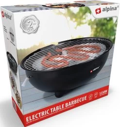Alpina Elektrische BBQ - Tafel-Barbecue - Geen Rook - Binnen Barbecueën - 1250W - Ø 30 Cm - Zwart -Beste Thuiskeuken 1137x1200 3