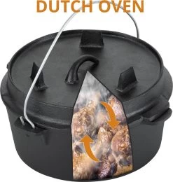 Dutch Mountains Gietijzeren Pannenset 7-delig - Dutch Oven – Braadpan - Grillpan - Hapjespan - Kookset In Houten Transportkist - Deksellifter - Brander 15 Dutch Mountains Gietijzeren Pannenset 7-delig - Dutch Oven – Braadpan - Grillpan - Hapjespan - Kookset In Houten Transportkist - Deksellifter - Brander -Beste Thuiskeuken 1139x1200