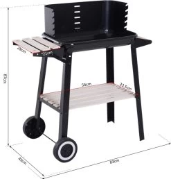 Verrijdbare Barbecue – Houtskool/Briketten - Verstelbare Grillplaat – Houten Tafel – Winscherm – Gewicht 5.9kg -Beste Thuiskeuken 1150x1200 1