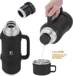 MacGyver RVS Thermoskan 1.5 Ltr – RVS Thermosbeker 0,55 Ltr - Langdurig Warm/koud - Zwart -Beste Thuiskeuken 1154x1200 1