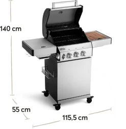 Burnhard Gas BBQ FRED JR. Deluxe - 2 Branders - Incl. Keramische Infraroodbrander & Afdekhoes - Deluxe -Beste Thuiskeuken 1170x1200
