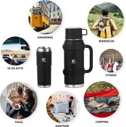 MacGyver RVS Thermoskan 1.5 Ltr – RVS Thermosbeker 0,55 Ltr - Langdurig Warm/koud - Zwart -Beste Thuiskeuken 1189x1200 2