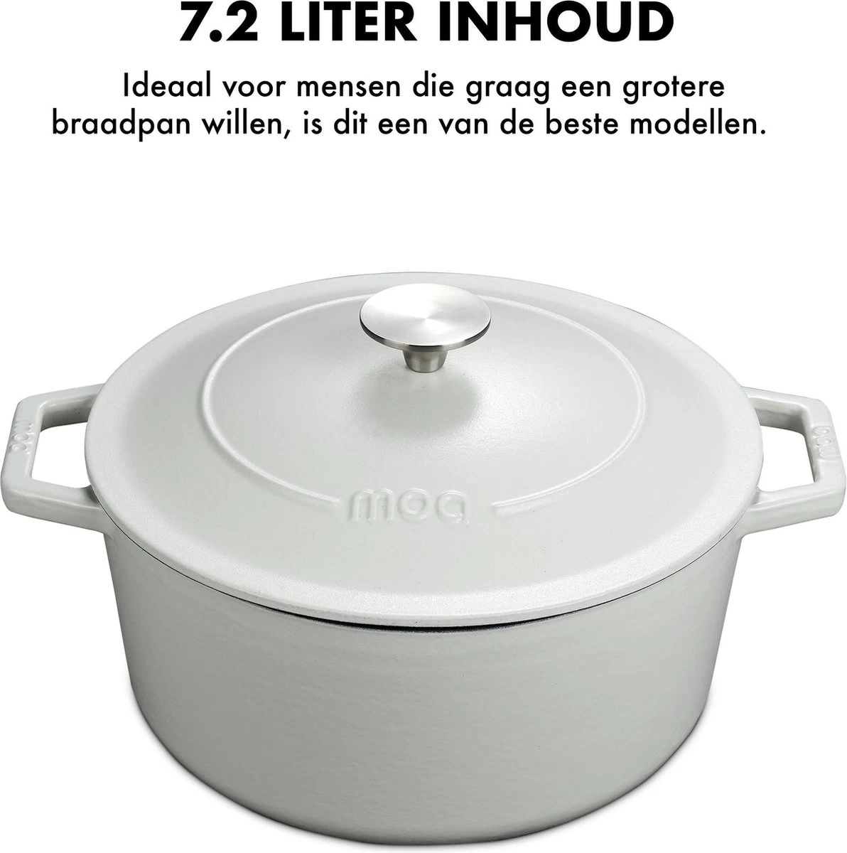 MOA Gietijzeren Braadpan - Inhoud 7,2 Liter - 30CM - Rond - Alle Warmtebronnen - Ook Voor Inductie - Gewicht 7,3 Kg - Wit - C30W 5 MOA Gietijzeren Braadpan - Inhoud 7,2 Liter - 30CM - Rond - Alle Warmtebronnen - Ook Voor Inductie - Gewicht 7,3 Kg - Wit - C30W - Afbeelding 3