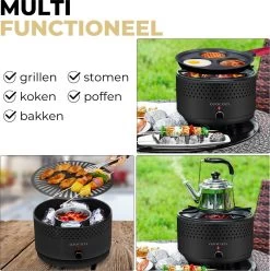 Ozocozy BBQ-ONE Houtskool Tafelbarbecue - Ø30 Cm- Zwart - Incl. Draagtas, Siliconen Bakkwast En RVS-Barbecuetang 21 Ozocozy BBQ-ONE Houtskool Tafelbarbecue - Ø30 Cm- Zwart - Incl. Draagtas, Siliconen Bakkwast En RVS-Barbecuetang -Beste Thuiskeuken 1193x1200 3