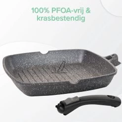 Coninx Grillpan 28CM - Steakpan - Afneembare Handgreep - PFAS-vrij - Grijs -Beste Thuiskeuken 1198x1200 4