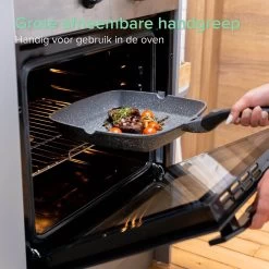 Coninx Grillpan 28CM - Steakpan - Afneembare Handgreep - PFAS-vrij - Grijs -Beste Thuiskeuken 1198x1200 5