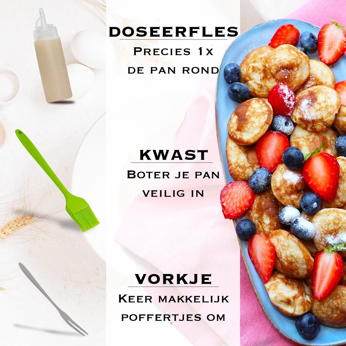 IRONO Poffertjespan Set - Incl. Doseerfles, Kwast En Vork - Poffertjespan Inductie En Electrisch - Poffertjesmaker 19 Poffertjes - Poffertjes Maken - Spuitfles - Cadeau Voor Mannen En Vrouwen 6 IRONO Poffertjespan Set - Incl. Doseerfles, Kwast En Vork - Poffertjespan Inductie En Electrisch - Poffertjesmaker 19 Poffertjes - Poffertjes Maken - Spuitfles - Cadeau Voor Mannen En Vrouwen - Afbeelding 4