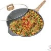 Royal Swiss Marble Coating Wokpan - Met Glazen Deksel - Imitatie Houten Handvat - 32 Cm
