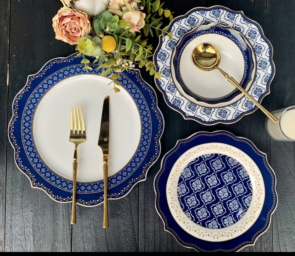 Selinex Porselein Serviesset Barok Blauw 25-delig 4 Selinex Porselein Serviesset Barok Blauw 25-delig - Afbeelding 2