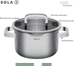 Sola Pannenset Juvia - 4 Delig - Ø 16,16,18,20 Cm - Zilver - RVS - Sandwichbodem -Beste Thuiskeuken 1200x1069