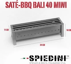 Spiedini Saté-bbq Bali 40 Mini - Kleine, Smalle Houtskoolbarbecue Met Horizontaal Rooster Voor Sate Of Andere Spiesjes - 40 Cm Lang, 11 Cm Breed, 14 Cm Hoog - Ideaal Voor Tuin- Of Open Haard, Of Balkon - Materiaal: Gealuminiseerd Ijzer -Beste Thuiskeuken 1200x1086