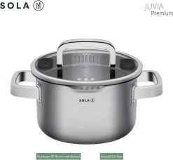 Sola Pannenset Juvia - 4 Delig - Ø 16,16,18,20 Cm - Zilver - RVS - Sandwichbodem -Beste Thuiskeuken 1200x1110