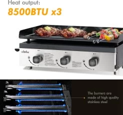 Bighorn Plancha Grill - Gasbarbecue – Tabletop – Draagbaar – 3 Branders -Beste Thuiskeuken 1200x1118 2