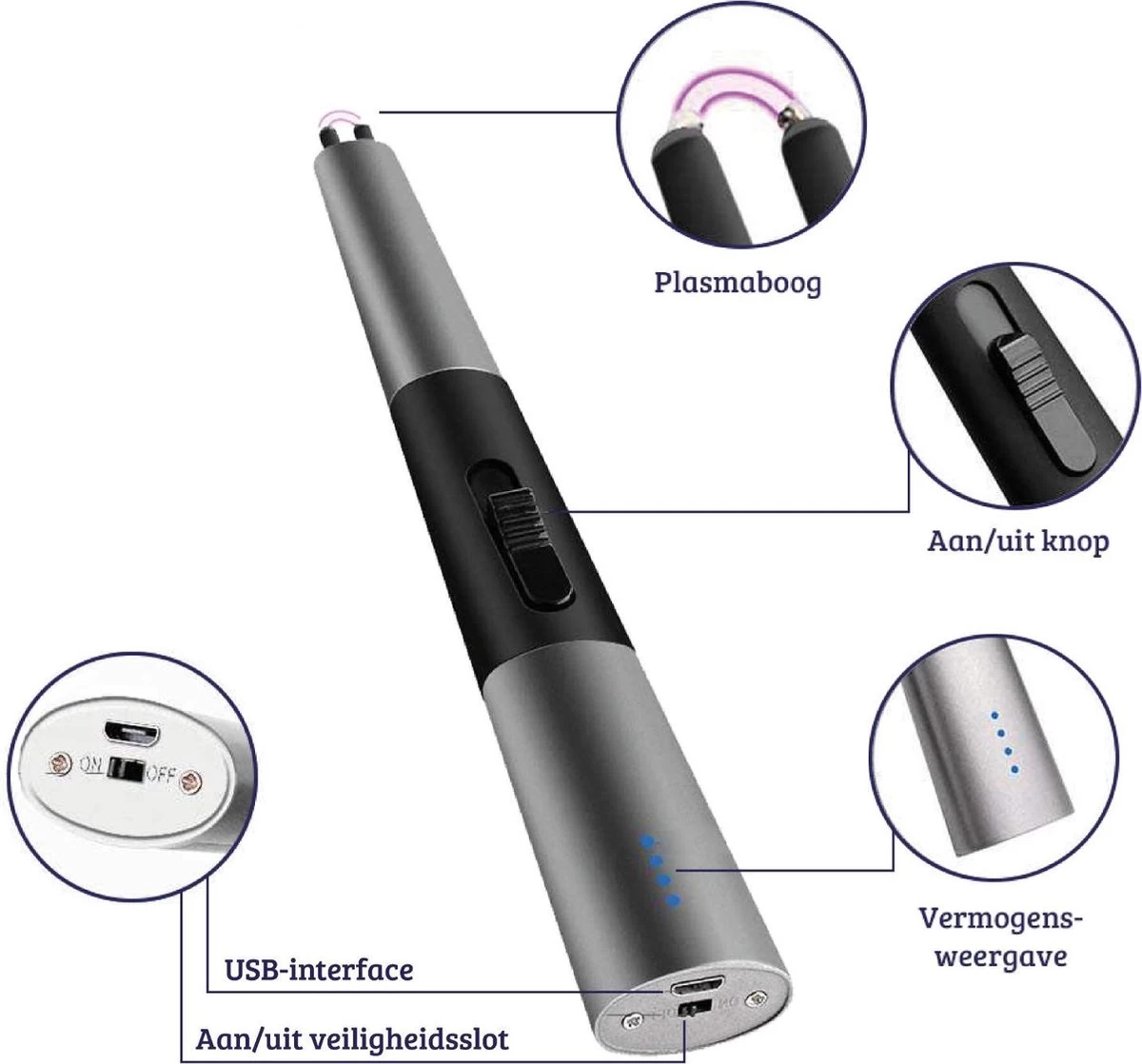 Allkinds Lange Elektrische Plasma Aansteker - USB Oplaadbaar - Vlamloze Elektrische Aansteker Voor Keuken, Kaars, BBQ Of Openhaard - Zwart - In- En Outdoor - Chique Design 4 Allkinds Lange Elektrische Plasma Aansteker - USB Oplaadbaar - Vlamloze Elektrische Aansteker Voor Keuken, Kaars, BBQ Of Openhaard - Zwart - In- En Outdoor - Chique Design - Afbeelding 2