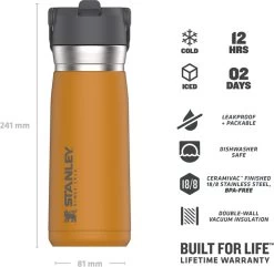 Stanley The IceFlow™ Flip Straw Water Bottle 0,65L - Thermosfles - Saffron 32 Stanley The IceFlow™ Flip Straw Water Bottle 0,65L - Thermosfles - Saffron -Beste Thuiskeuken 1200x1170 2