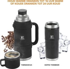 MacGyver RVS Thermoskan 1.5 Ltr – RVS Thermosbeker 0,55 Ltr - Langdurig Warm/koud - Zwart -Beste Thuiskeuken 1200x1180