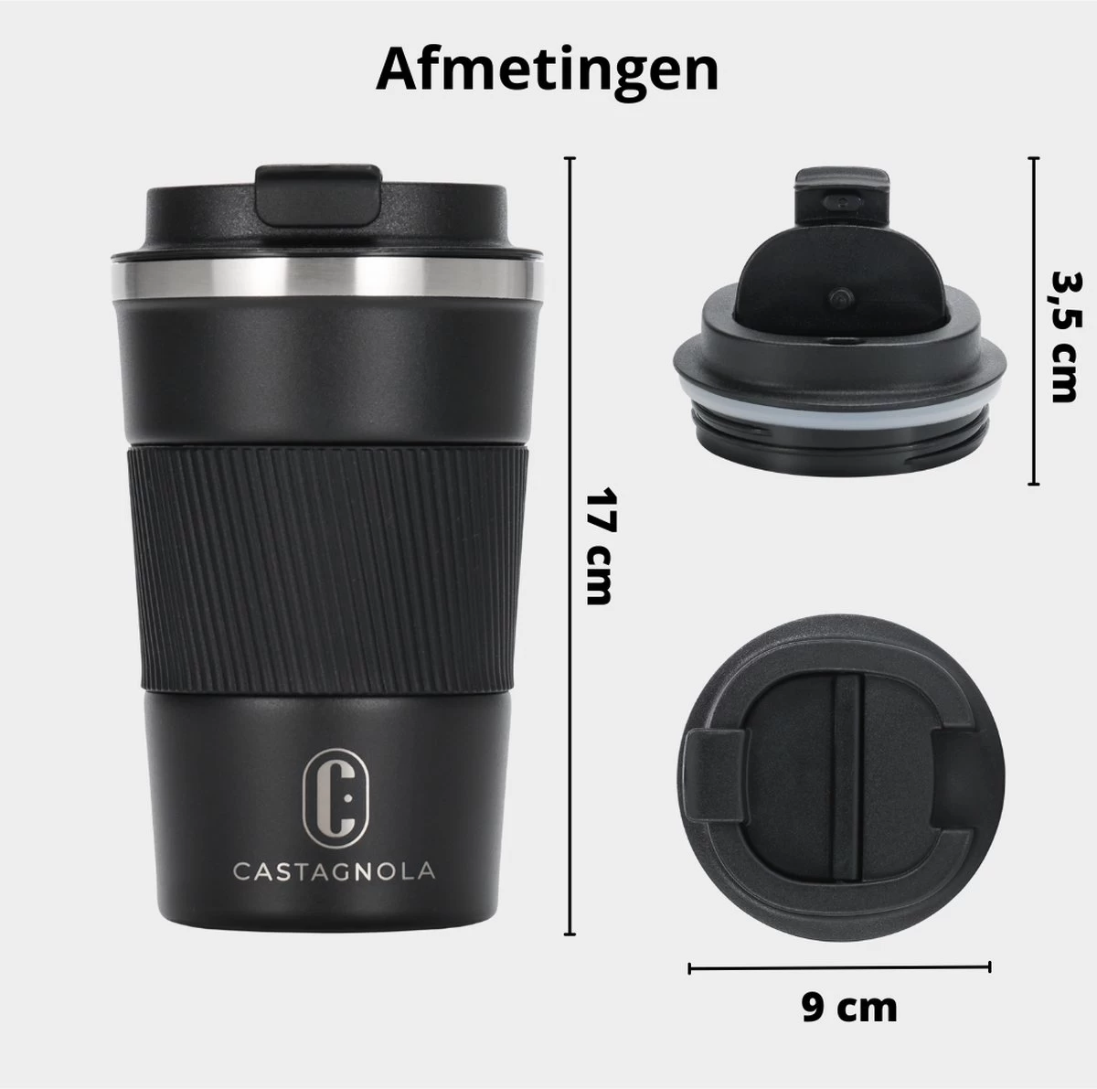 Castagnola Design RVS Koffiebeker To Go - Zwart - 380ml - Thermosbeker - Theebeker 8 Castagnola Design RVS Koffiebeker To Go - Zwart - 380ml - Thermosbeker - Theebeker - Afbeelding 6