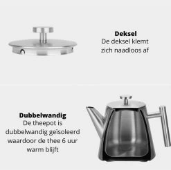 Castagnola Theepot Met Filter – Theekan – Theepot Dubbelwandig – Theepot Roestvrijstaal – Hoogwaardig RVS – 1 Liter – 5 Kopjes Thee – Zilver 12 Castagnola Theepot Met Filter – Theekan – Theepot Dubbelwandig – Theepot Roestvrijstaal – Hoogwaardig RVS – 1 Liter – 5 Kopjes Thee – Zilver -Beste Thuiskeuken 1200x1195 8