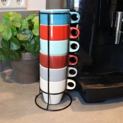 Orange85 Koffiekopjes - Met Houder - Set Van 6 - Gekleurd - 300 Ml - Keramiek -Beste Thuiskeuken 1200x1200 1033