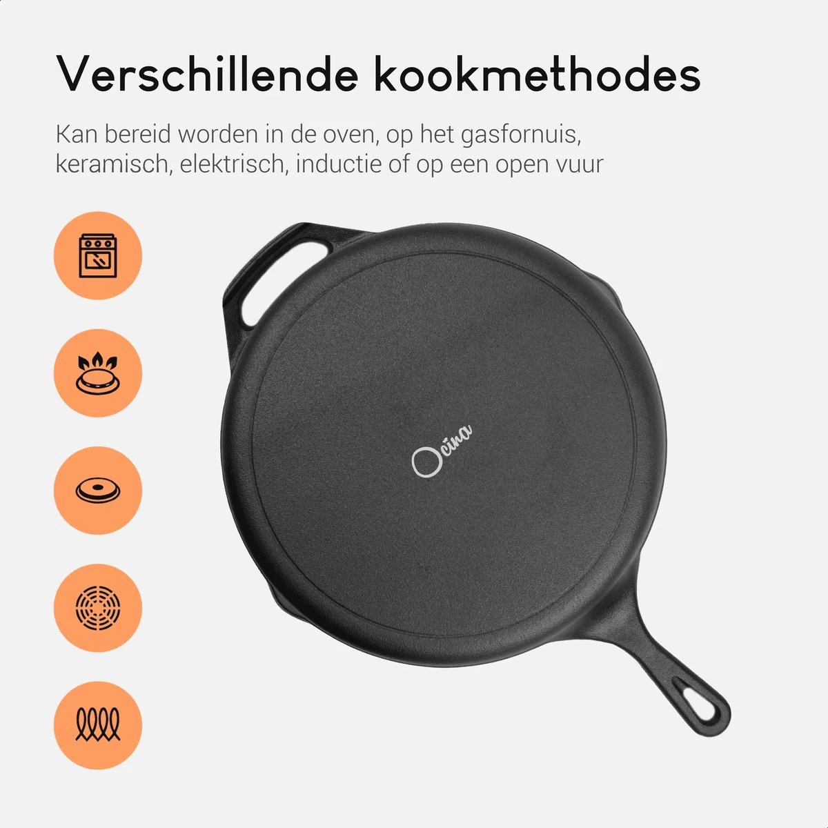 Ocina Gietijzeren Pan – ø30,5cm - Skillet - Koekenpan – Hapjespan – Koekenpan Inductie – Koekenpannenset - Gietijzeren Pan Bbq - Gietijzer 11 Ocina Gietijzeren Pan – ø30,5cm - Skillet - Koekenpan – Hapjespan – Koekenpan Inductie – Koekenpannenset - Gietijzeren Pan Bbq - Gietijzer - Afbeelding 9