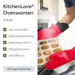 KitchenLove Ovenwanten - 2 Stuks Ovenhandschoenen - Hittebestendig Tot 250 °C - Siliconen - Rood 17 KitchenLove Ovenwanten - 2 Stuks Ovenhandschoenen - Hittebestendig Tot 250 °C - Siliconen - Rood -Beste Thuiskeuken 1200x1200 1133