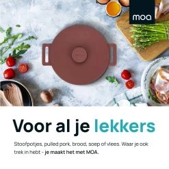 MOA Gietijzeren Braadpan - Inhoud 4,75 Liter - 26CM - Rond - Alle Warmtebronnen - Ook Voor Inductie - Gewicht 5,8 Kg - Bordeaux Rood - MC26BR -Beste Thuiskeuken 1200x1200 125