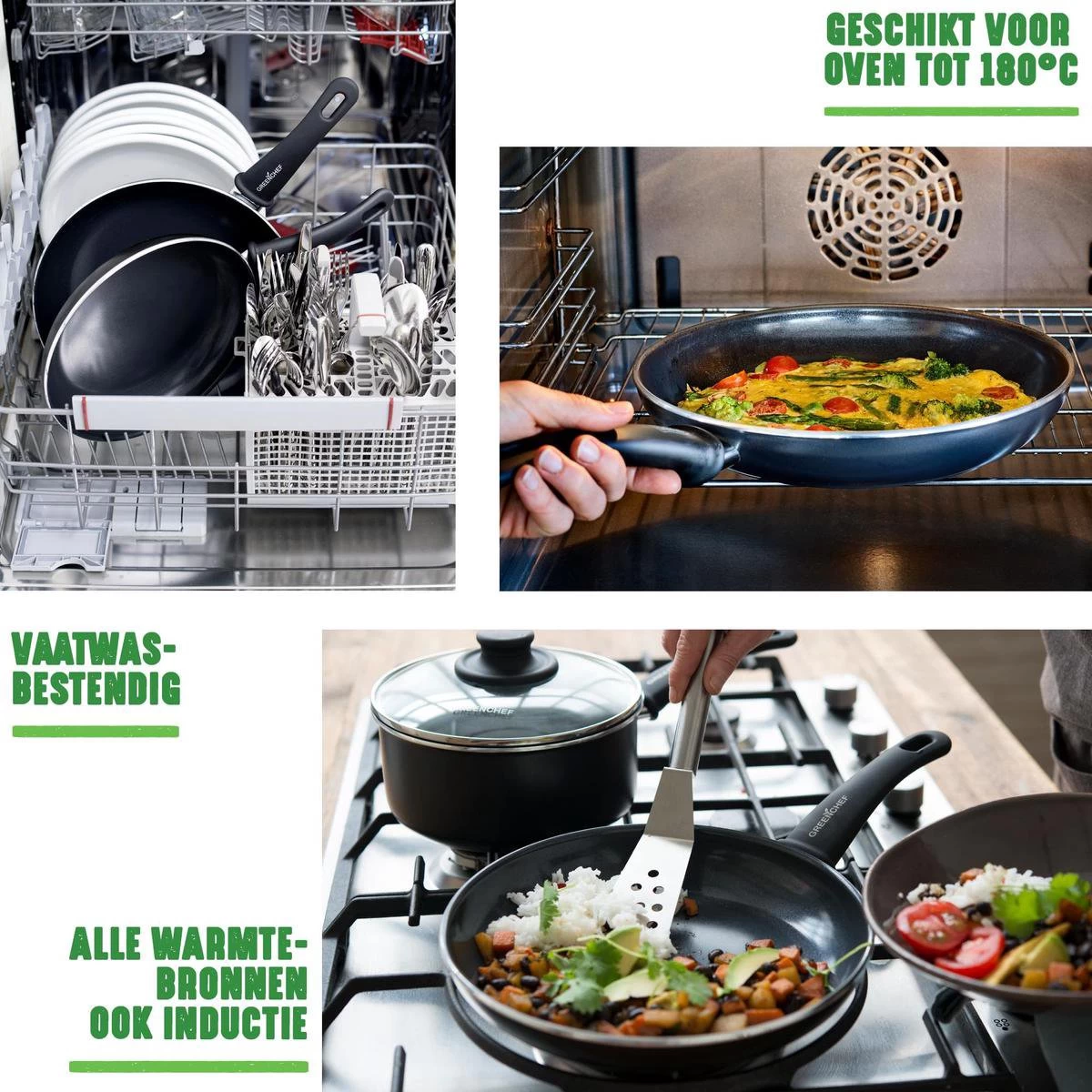 GreenChef Soft Grip Pannenset - 10-Delig - Keramisch - Inductie 9 GreenChef Soft Grip Pannenset - 10-Delig - Keramisch - Inductie - Afbeelding 7