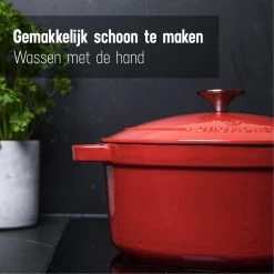 Daumonet Carême Rouge Gietijzeren Braadpan - Sudderpan Kersen Rood - Rond - Ø26 Cm - 4,4 Liter - PFAS & PFOA Vrij - Emaille - Geschikt Voor Alle Warmtebronnen - Elektrisch - Gas - Halogeen - Inductie - Keramisch - Vaatwasserbestendig 16 Daumonet Carême Rouge Gietijzeren Braadpan - Sudderpan Kersen Rood - Rond - Ø26 Cm - 4,4 Liter - PFAS & PFOA Vrij - Emaille - Geschikt Voor Alle Warmtebronnen - Elektrisch - Gas - Halogeen - Inductie - Keramisch - Vaatwasserbestendig -Beste Thuiskeuken 1200x1200 326