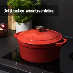 Daumonet Carême Rouge Gietijzeren Braadpan - Sudderpan Kersen Rood - Rond - Ø26 Cm - 4,4 Liter - PFAS & PFOA Vrij - Emaille - Geschikt Voor Alle Warmtebronnen - Elektrisch - Gas - Halogeen - Inductie - Keramisch - Vaatwasserbestendig 17 Daumonet Carême Rouge Gietijzeren Braadpan - Sudderpan Kersen Rood - Rond - Ø26 Cm - 4,4 Liter - PFAS & PFOA Vrij - Emaille - Geschikt Voor Alle Warmtebronnen - Elektrisch - Gas - Halogeen - Inductie - Keramisch - Vaatwasserbestendig -Beste Thuiskeuken 1200x1200 327