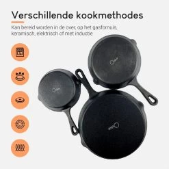 Ocina Gietijzeren Pan – Set Van 3 Stuks – ø25cm, ø19.5cm En ø16cm - Skillet - Koekenpan – Hapjespan – Koekenpan Inductie – Koekenpannenset - Gietijzeren Pan Bbq - Gietijzer - Incl. Receptenboek 13 Ocina Gietijzeren Pan – Set Van 3 Stuks – ø25cm, ø19.5cm En ø16cm - Skillet - Koekenpan – Hapjespan – Koekenpan Inductie – Koekenpannenset - Gietijzeren Pan Bbq - Gietijzer - Incl. Receptenboek -Beste Thuiskeuken 1200x1200 338