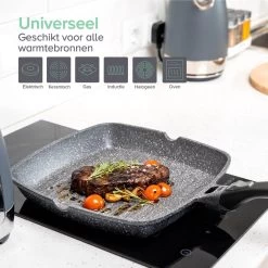 Coninx Grillpan 28CM - Steakpan - Afneembare Handgreep - PFAS-vrij - Grijs -Beste Thuiskeuken 1200x1200 391