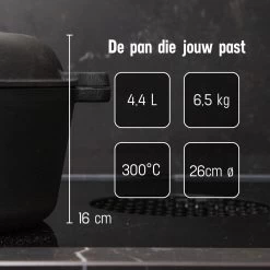 Daumonet Ducasse Gietijzeren Double Use Braadpan - Combi Sudderpan Zwart - 2-in-1 Bak- En Braadpan - PFAS & PFOA Vrij - Rond - Ø 26 Cm - 4,4 Liter - Emaille - Alle Warmtebronnen - Elektrisch - Gas - Halogeen - Inductie - Keramisch 18 Daumonet Ducasse Gietijzeren Double Use Braadpan - Combi Sudderpan Zwart - 2-in-1 Bak- En Braadpan - PFAS & PFOA Vrij - Rond - Ø 26 Cm - 4,4 Liter - Emaille - Alle Warmtebronnen - Elektrisch - Gas - Halogeen - Inductie - Keramisch -Beste Thuiskeuken 1200x1200 478