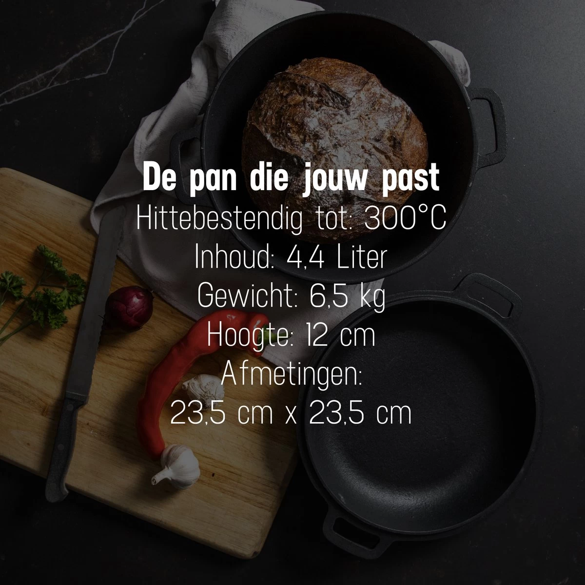 Daumonet Ducasse Gietijzeren Double Use Braadpan - Combi Sudderpan Zwart - 2-in-1 Bak- En Braadpan - PFAS & PFOA Vrij - Rond - Ø 26 Cm - 4,4 Liter - Emaille - Alle Warmtebronnen - Elektrisch - Gas - Halogeen - Inductie - Keramisch 11 Daumonet Ducasse Gietijzeren Double Use Braadpan - Combi Sudderpan Zwart - 2-in-1 Bak- En Braadpan - PFAS & PFOA Vrij - Rond - Ø 26 Cm - 4,4 Liter - Emaille - Alle Warmtebronnen - Elektrisch - Gas - Halogeen - Inductie - Keramisch - Afbeelding 9