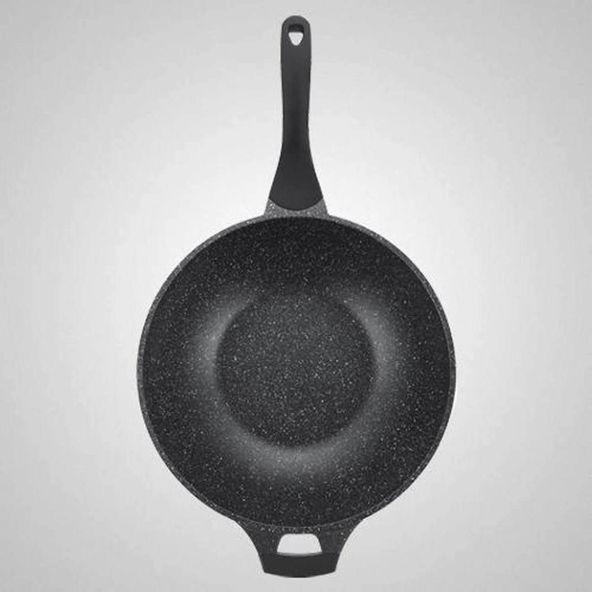 Royalty Line Marble Coating Wokpan - Met Glazen Deksel - Zwart - 32 Cm 4 Royalty Line Marble Coating Wokpan - Met Glazen Deksel - Zwart - 32 Cm - Afbeelding 2