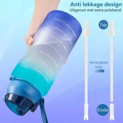 FLOOQ Motivatie Waterfles Zwart - 2 Liter Drinkfles - BPA Vrij - Waterfles Met Tijdsmarkering -Beste Thuiskeuken 1200x1200 627