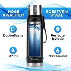 TravelR Thermosfles - Thermoskan - Drinkfles - Isoleerfles - BPA Vrij - Roestvrij Staal - 750 ML - Mat Zwart 10 TravelR Thermosfles - Thermoskan - Drinkfles - Isoleerfles - BPA Vrij - Roestvrij Staal - 750 ML - Mat Zwart -Beste Thuiskeuken 1200x1200 657