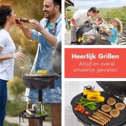 KitchenBrothers Elektrische BBQ - Met Grillplaat - Anti-aanbaklaag - Incl. Plank/Houders - Grilloppervlak 46,5x33,8cm - Tot 300°C - 2400W - Zwart -Beste Thuiskeuken 1200x1200 874