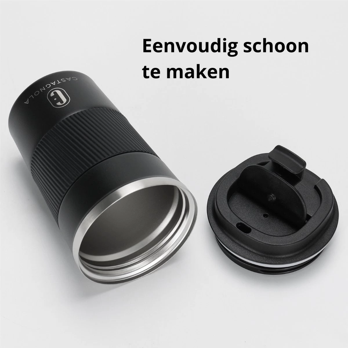 Castagnola Design RVS Koffiebeker To Go - Zwart - 380ml - Thermosbeker - Theebeker 10 Castagnola Design RVS Koffiebeker To Go - Zwart - 380ml - Thermosbeker - Theebeker - Afbeelding 8