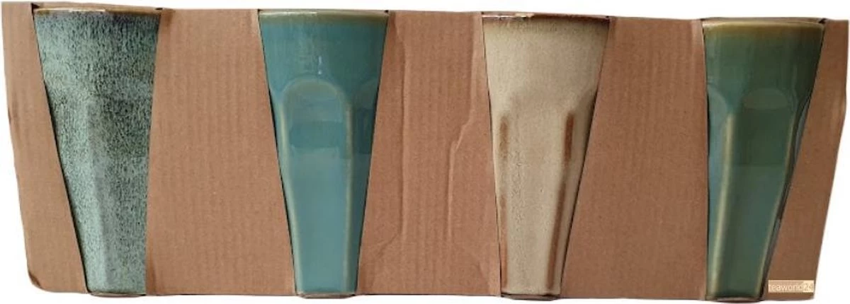 Merkloos Melkbekers - 4x Stuks - Diverse Kleuren - Porselein - 330 Ml 4 Merkloos Melkbekers - 4x Stuks - Diverse Kleuren - Porselein - 330 Ml - Afbeelding 2