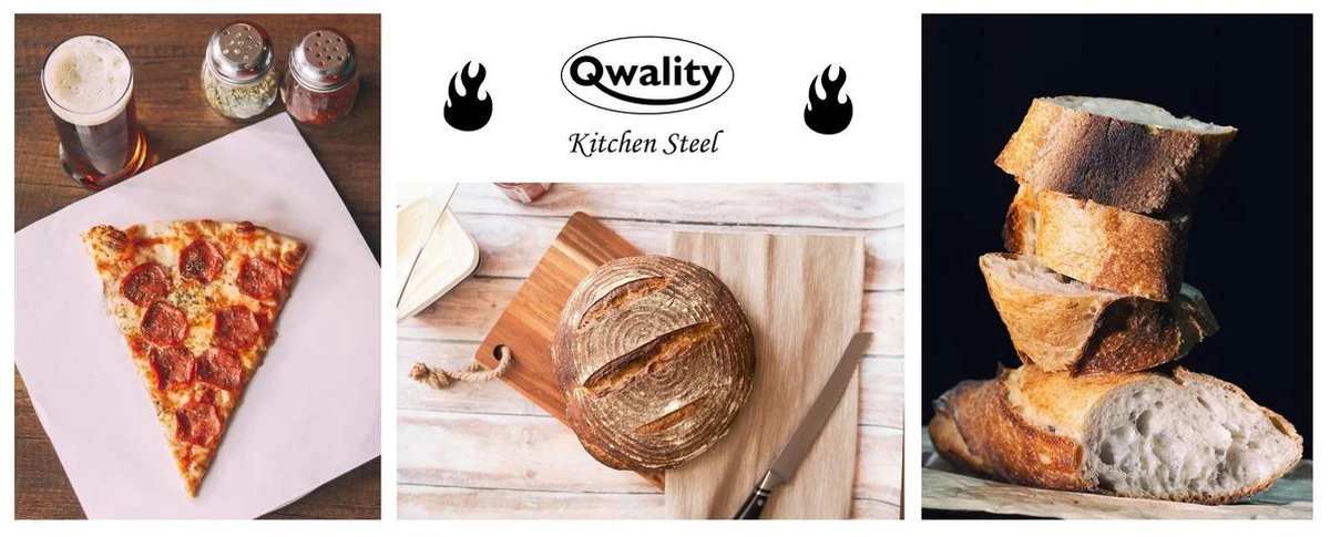 Pizzasteen Van Staal – Pizza Steen - Pizza En Brood Bakken - 40 X 30 X 0,6 Cm - Cadeau Voor Man - Kitchen Steel By Qwality 4 Pizzasteen Van Staal – Pizza Steen - Pizza En Brood Bakken - 40 X 30 X 0,6 Cm - Cadeau Voor Man - Kitchen Steel By Qwality - Afbeelding 2