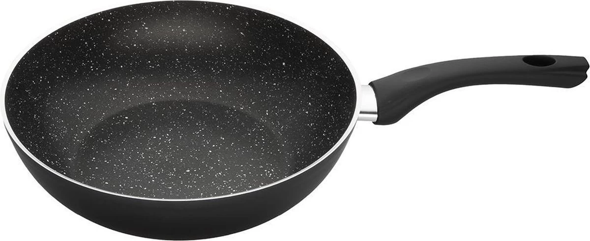 Sola Wokpan Stonehenge - Ø 28 Cm - Zwart/wit - Aluminium - Antiaanbaklaag 3 Sola Wokpan Stonehenge - Ø 28 Cm - Zwart/wit - Aluminium - Antiaanbaklaag