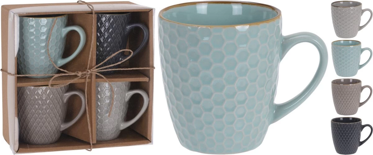 Excellent Houseware Set Van 8x Stuks Luxe Gekleurde Stoneware Bekers/koffiekopjes 200 Ml - Kopjes/koffiebekers 4 Excellent Houseware Set Van 8x Stuks Luxe Gekleurde Stoneware Bekers/koffiekopjes 200 Ml - Kopjes/koffiebekers - Afbeelding 2