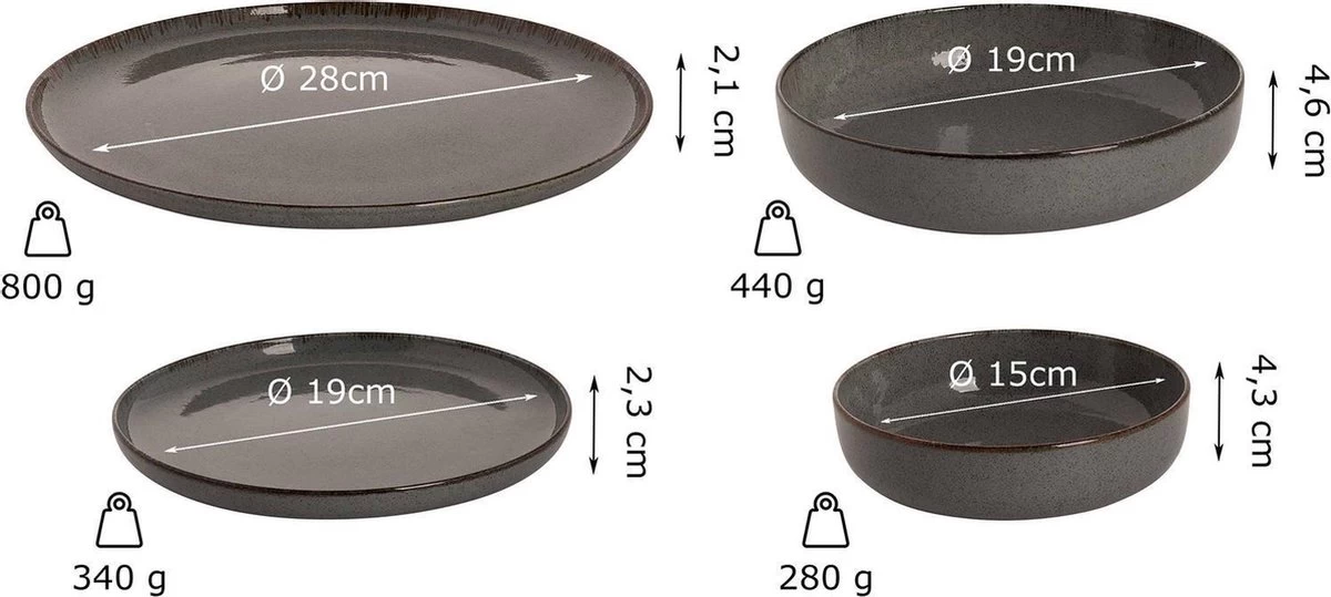 Palmer Serviesset Antigo Porselein 4-persoons 16-delig Blauw 5 Palmer Serviesset Antigo Porselein 4-persoons 16-delig Blauw - Afbeelding 3