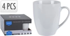 Excellent Houseware Set Van 4x Stuks Bekers/mokken Wit 380 Ml Van Porselein - Melkbekers -Beste Thuiskeuken 1200x612 2