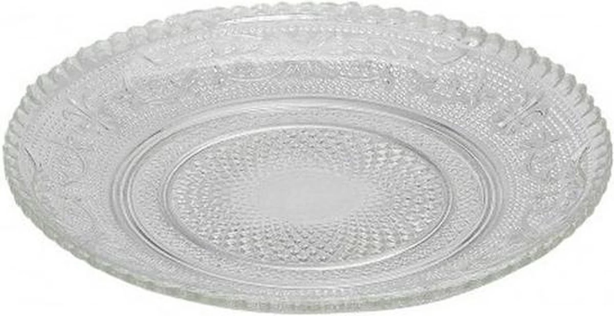 Merkloos 6x Dessert/gebaksbordjes Glas Barok 15 Cm - Kleine Glazen Bordjes - Tafel Dekken 3 Merkloos 6x Dessert/gebaksbordjes Glas Barok 15 Cm - Kleine Glazen Bordjes - Tafel Dekken